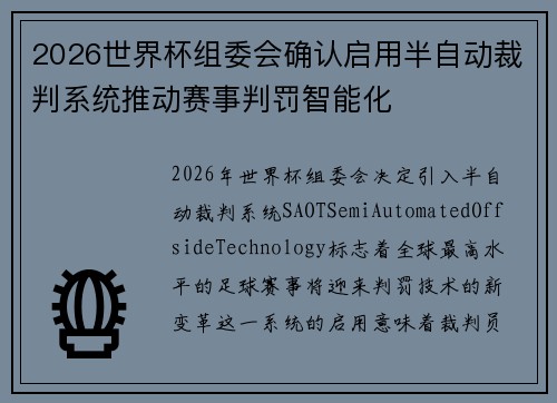 2026世界杯组委会确认启用半自动裁判系统推动赛事判罚智能化